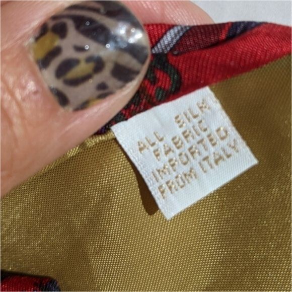 Perry Ellis Handmade All Silk Artists Red Tie Italy - Picture 6 of 6